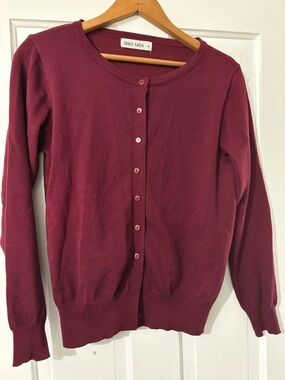 Grace Karin Women's Berry Button-Front Crewneck Cardigan Sweater